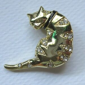 Vintage Danecraft Cat Brooch Pin Jeweled Kitty